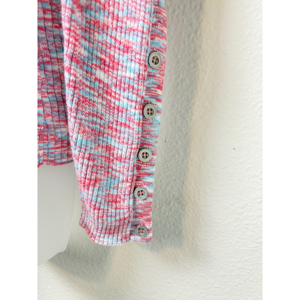 Sundance Pink Blue Space Dye Ribbed Henley Top Long Sleeve Button Cuff Small - Picture 7 of 8